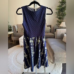 Navy Blue Sleeveless Dress Nautical Eyelet Dress XS NWT Love Dove New